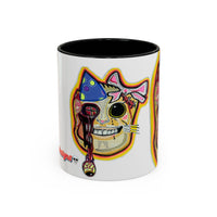 POOKIES BEAR Cat Skull Accent Coffee Mug — Day of the Dead Gothic Cat Design