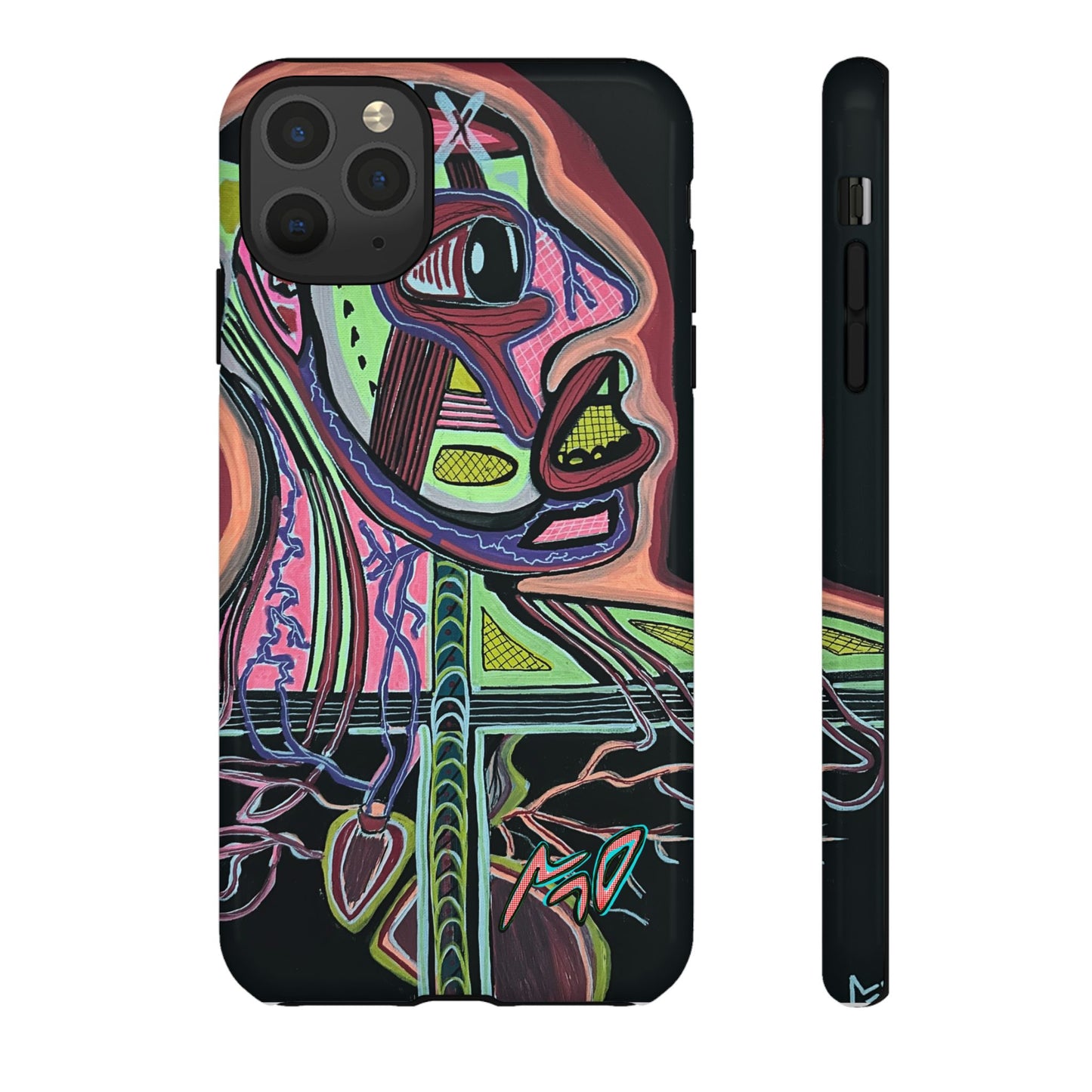 HEART ATTACK Abstract Neon Face Tough Phone Case – Vibrant Art Phone Cover