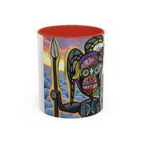 Surreal VINCENT Tribal Warrior Accent Coffee Mug — Colorful Skull Art 11/15oz