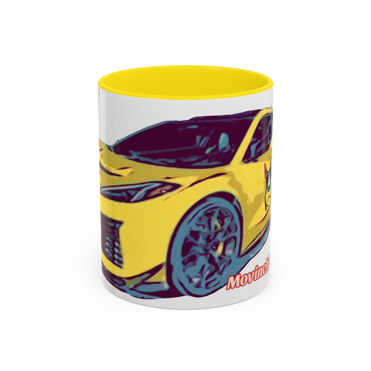 ZR1 Lover Coffee Mug — Yellow Sports Car & Boston Terrier Accent Mug (11/15 oz)