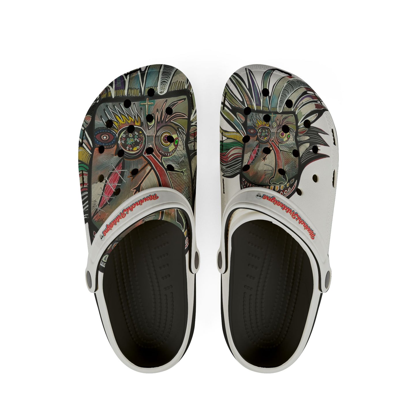 Artistic Tribal Mask EVA Foam Clogs - Printed Slip-On Garden Shoes