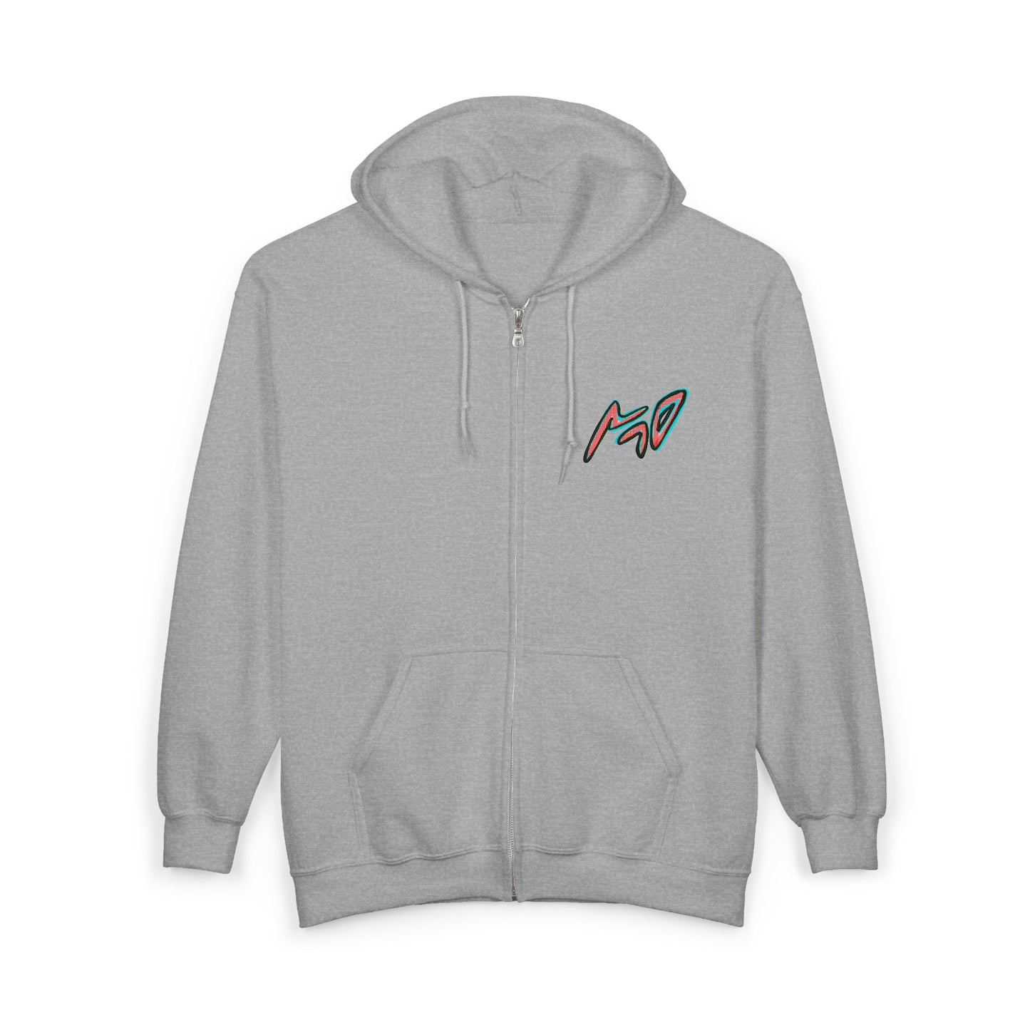 VINCENT.  Skull Graphic Zip Hoodie — Neon Retro Art Back Patch