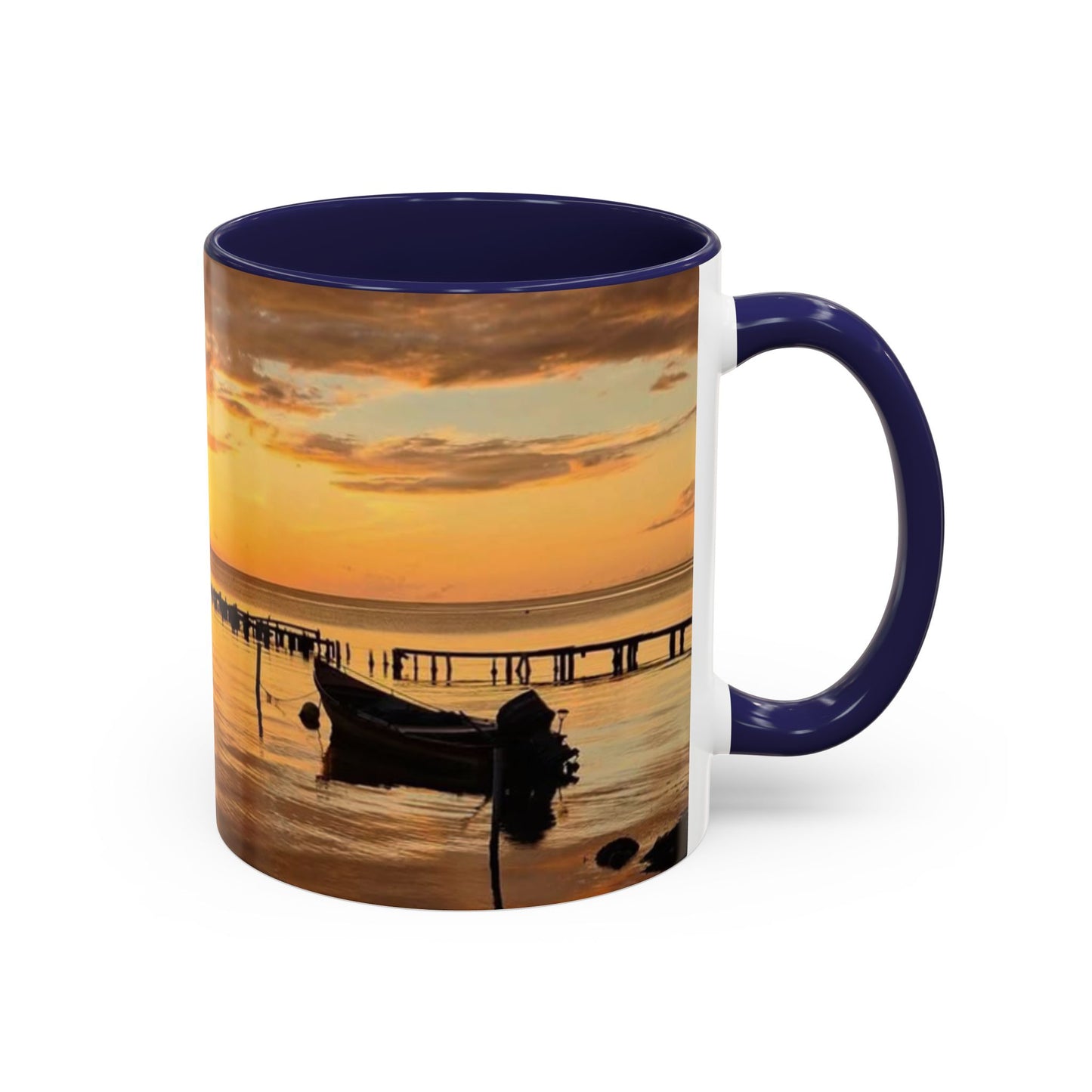 Sunset Harbor Coffee Mug — Golden Beach Sunrise Accent Mug (11/15oz)