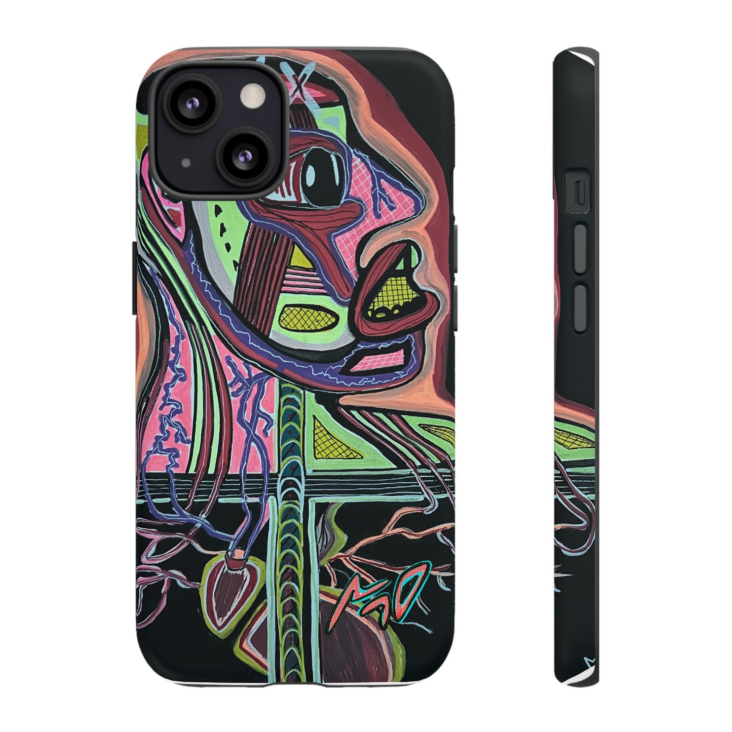 HEART ATTACK Abstract Neon Face Tough Phone Case – Vibrant Art Phone Cover
