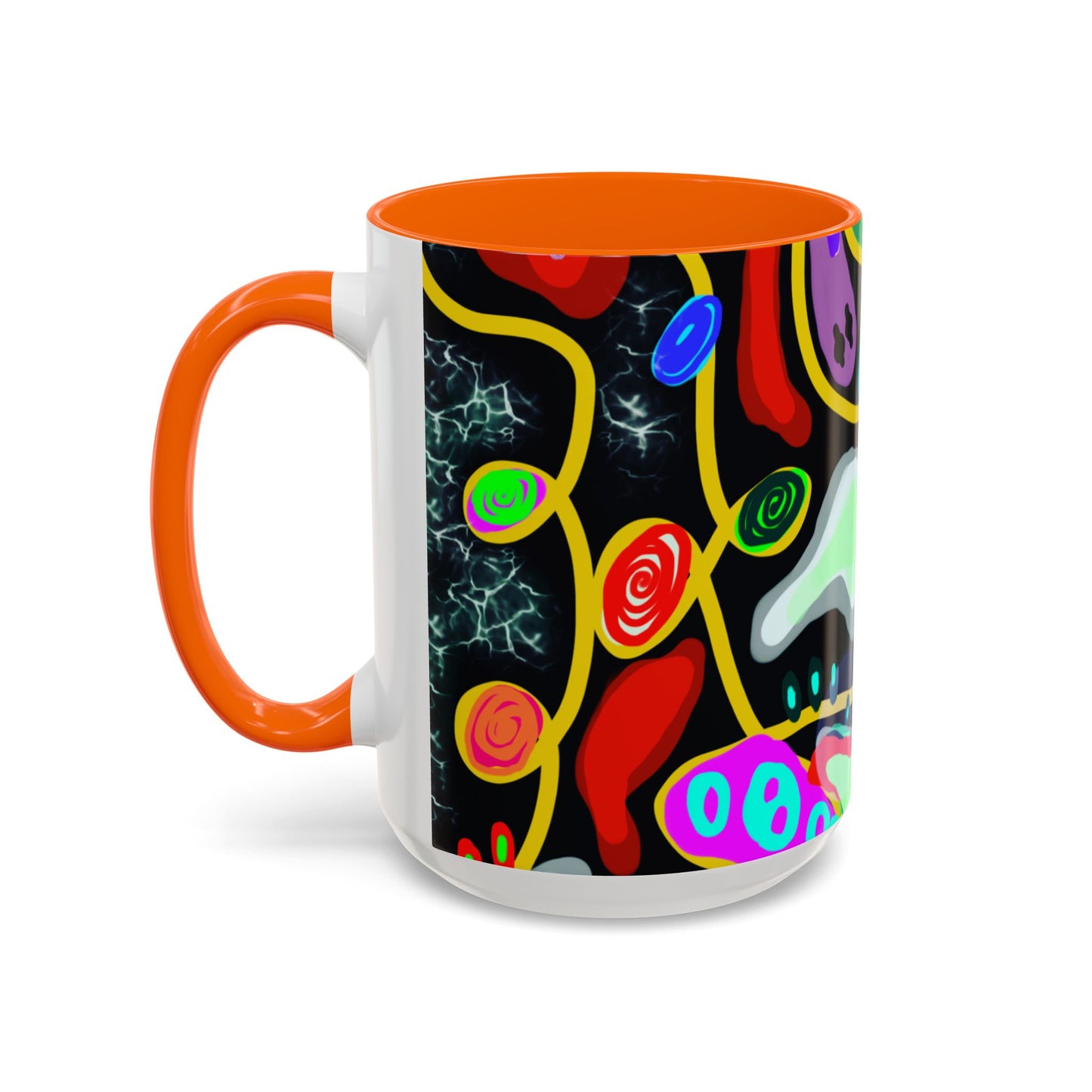 CRAZY2.0  Accent Mug — Colorful Neon Skull Abstract Coffee Cup