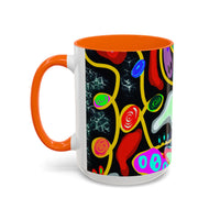CRAZY2.0  Accent Mug — Colorful Neon Skull Abstract Coffee Cup