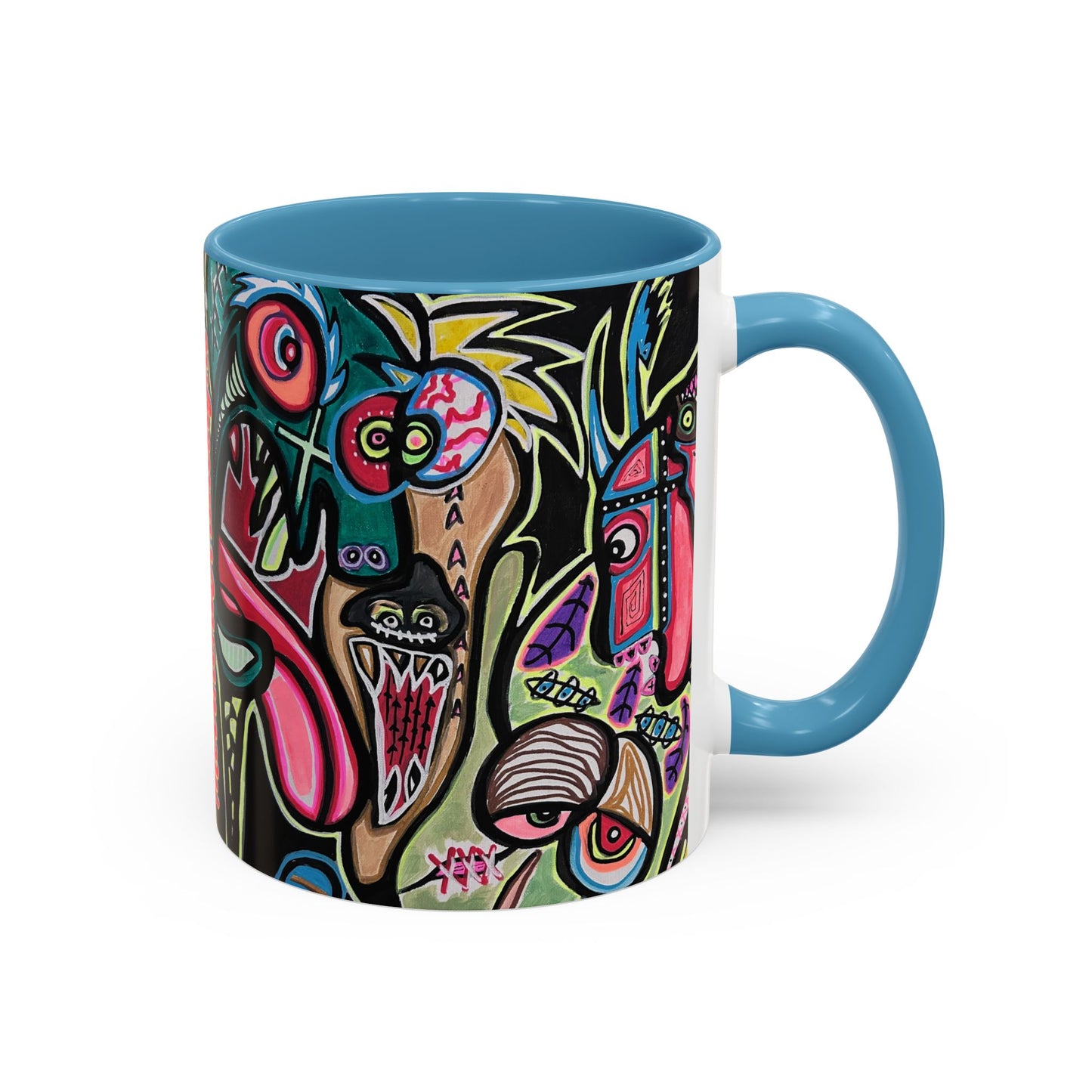 Abstract Neon DEPRESSION2.0   Monster Coffee Mug — Colorful Surreal Art Accent Mug (11/15oz)