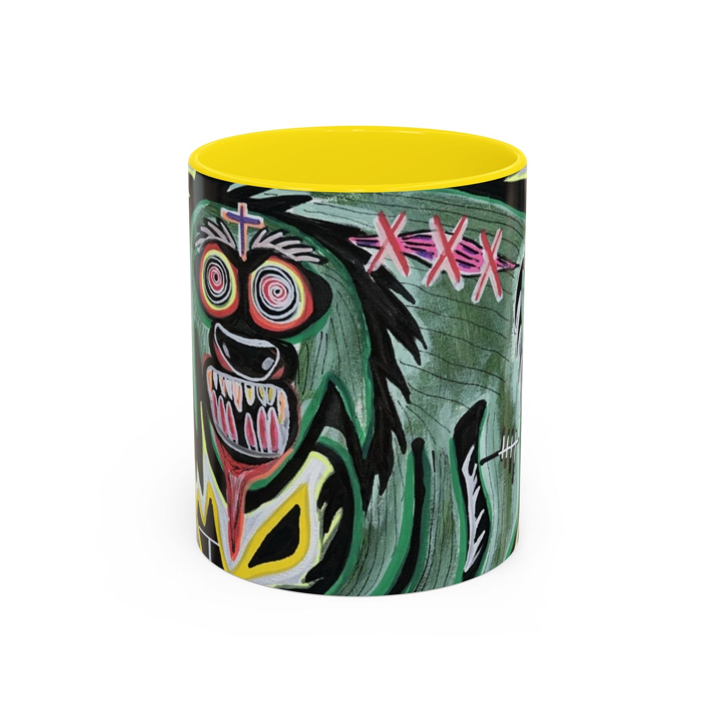 CHUPACABRAS.  Green Monster Art Coffee Mug — Spooky Neon Creature Accent Mug (11/15oz)