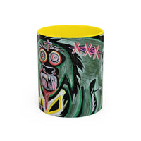 CHUPACABRAS.  Green Monster Art Coffee Mug — Spooky Neon Creature Accent Mug (11/15oz)