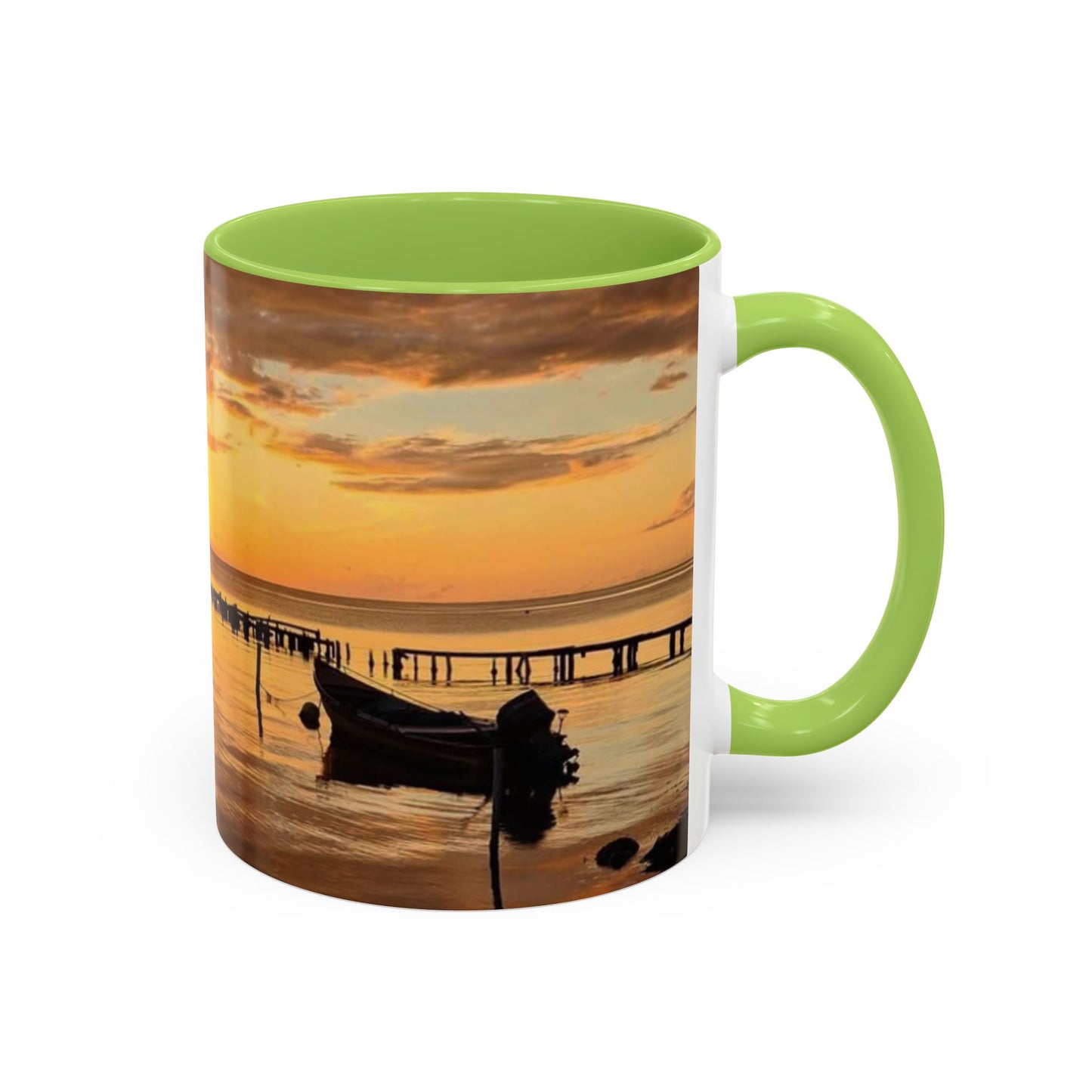Sunset Harbor Coffee Mug — Golden Beach Sunrise Accent Mug (11/15oz)