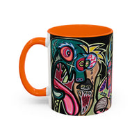 Abstract Neon DEPRESSION2.0   Monster Coffee Mug — Colorful Surreal Art Accent Mug (11/15oz)