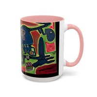 AFTER LIFE.  Abstract Tribal Art Coffee Mug — Colorful Surreal Accent Mug