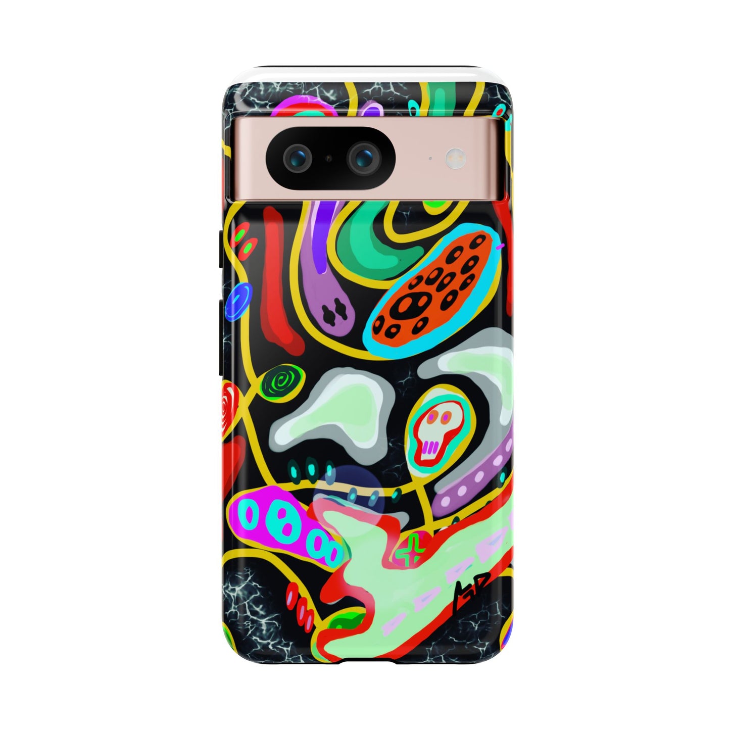CRAZY4  Abstract Neon Skull Phone Case — Colorful Psychedelic Protective Cover