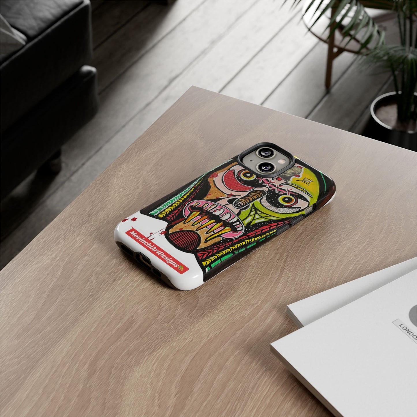 KUNTA.  Abstract Tribal Skull Phone Case — Colorful Street Art Protective Cover
