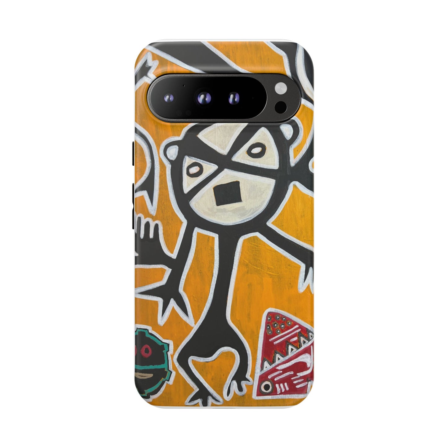 Abstract TAINO  Tribal Art Phone Case – Bold Orange Graphic Protective Cover