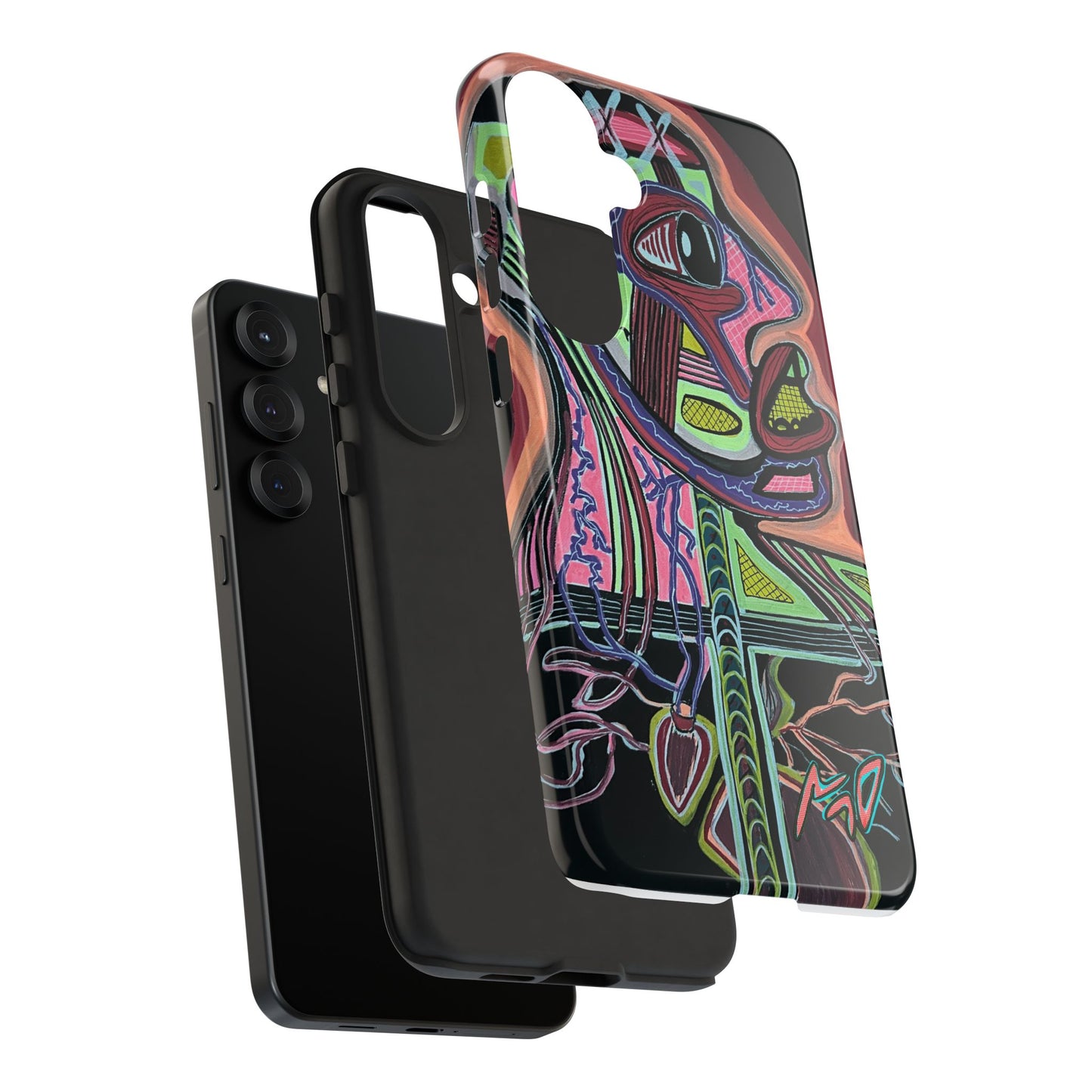 HEART ATTACK Abstract Neon Face Tough Phone Case – Vibrant Art Phone Cover