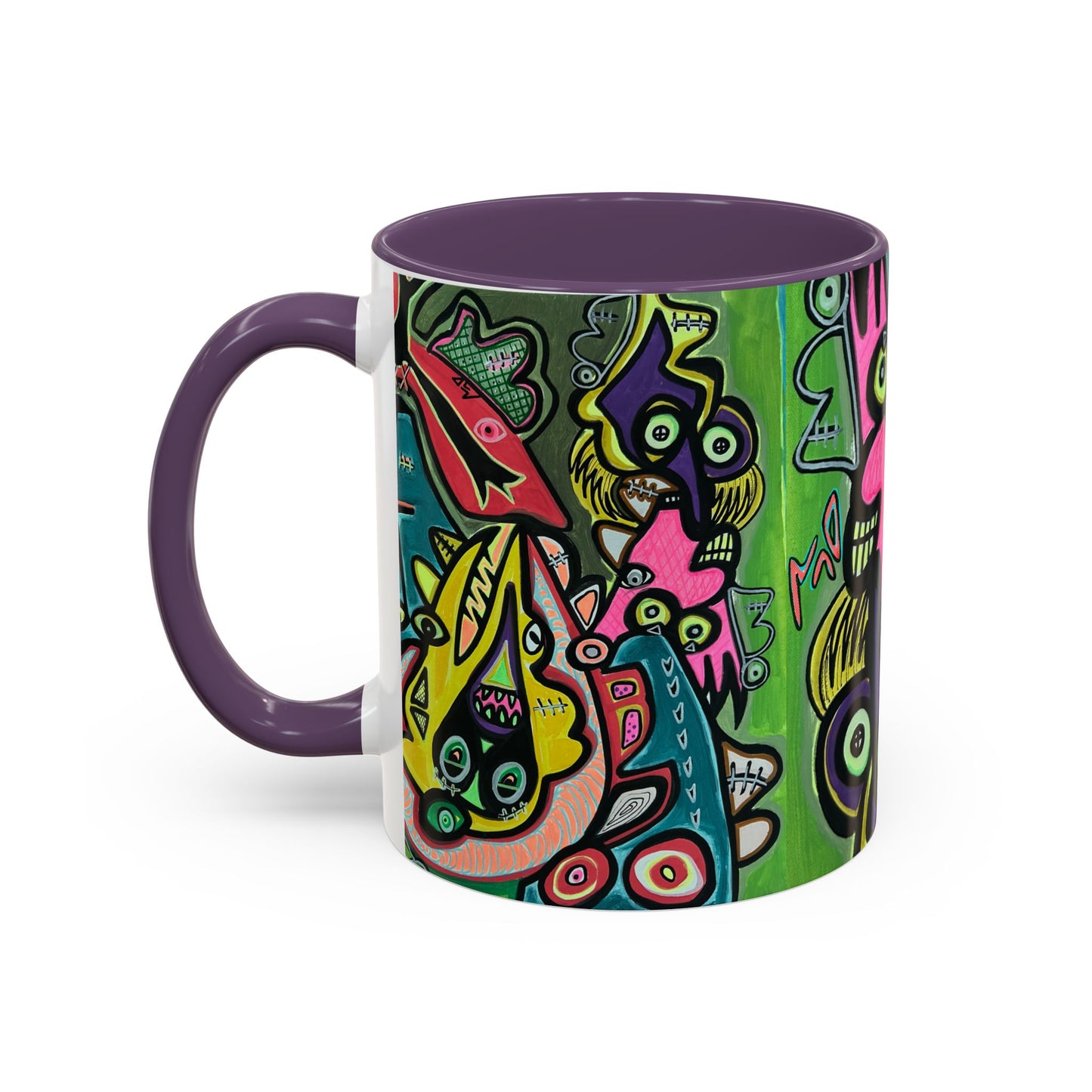 AbstractCONCERT.   Pop Art Coffee Mug — Colorful Faces Accent Mug (11/15 oz)