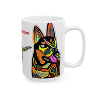 Colorful HUSKY Dog Ceramic Mug — Vibrant Pop Art Puppy Coffee Cup (11oz/15oz)