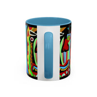 CRAZY.   Neon Face Accent Coffee Mug – Colorful Psychedelic Art Ceramic Mug