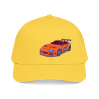 2JZ.  Retro Orange Sports Car Baseball Cap — Vintage JDM Supra Snapback
