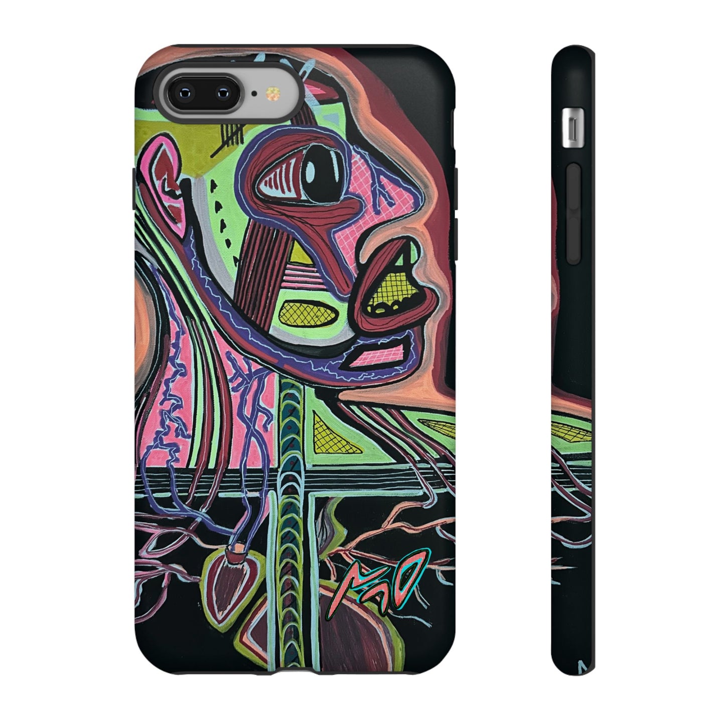 HEART ATTACK Abstract Neon Face Tough Phone Case – Vibrant Art Phone Cover