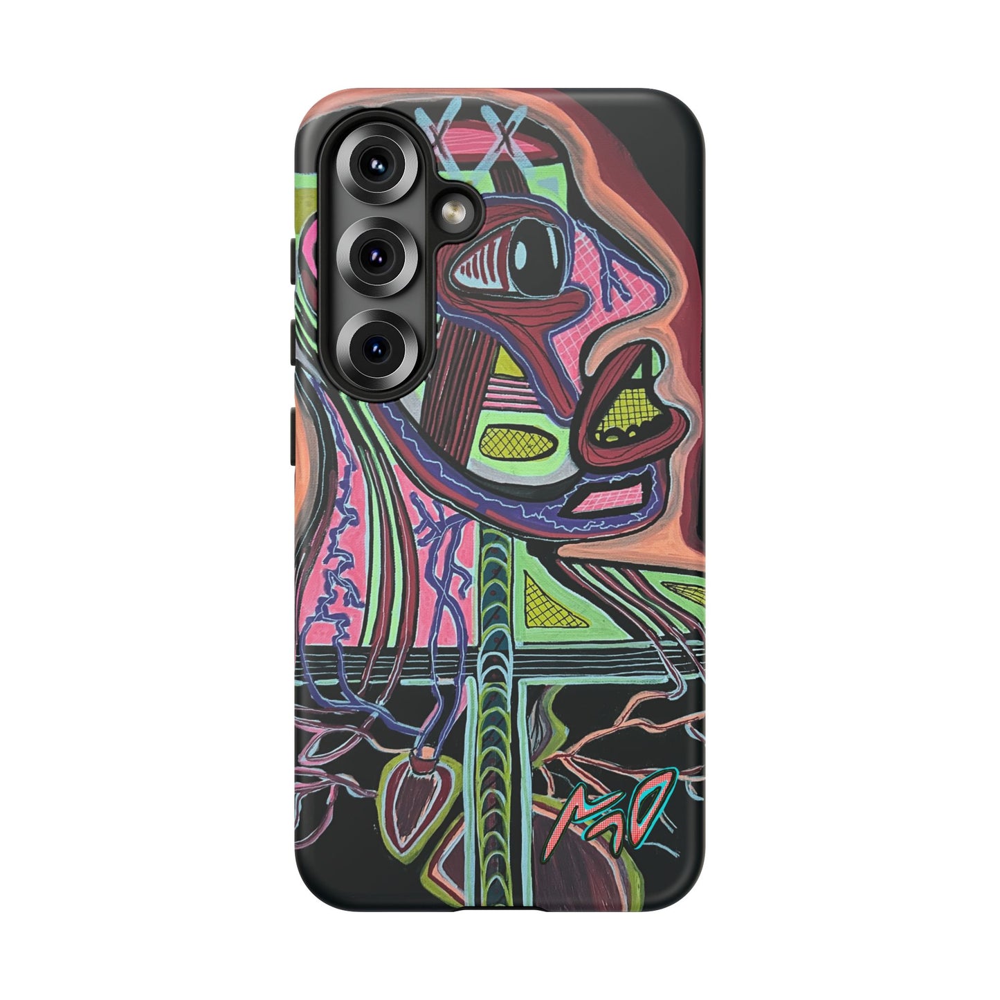 HEART ATTACK Abstract Neon Face Tough Phone Case – Vibrant Art Phone Cover