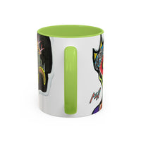 INFECTED KING.  Skull Pop Art Coffee Mug — Colorful Day of the Dead Accent Mug