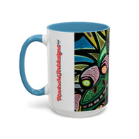 Abstract Day of the Dead Skull Accent Coffee Mug — Colorful Neon Skull Art (11/15oz)