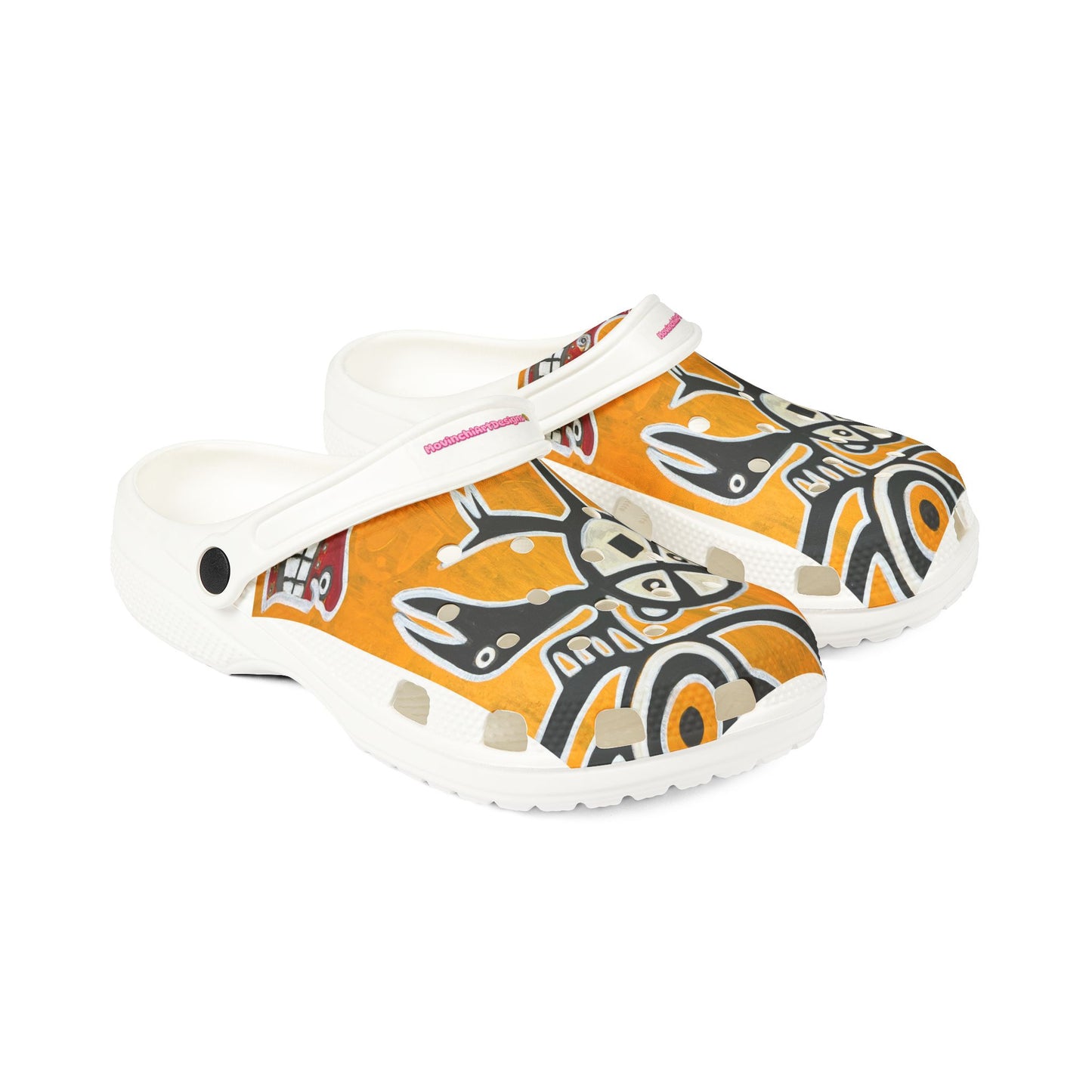 Tribal TAINO  Orange EVA Foam Clogs – Bold Abstract Animal Print