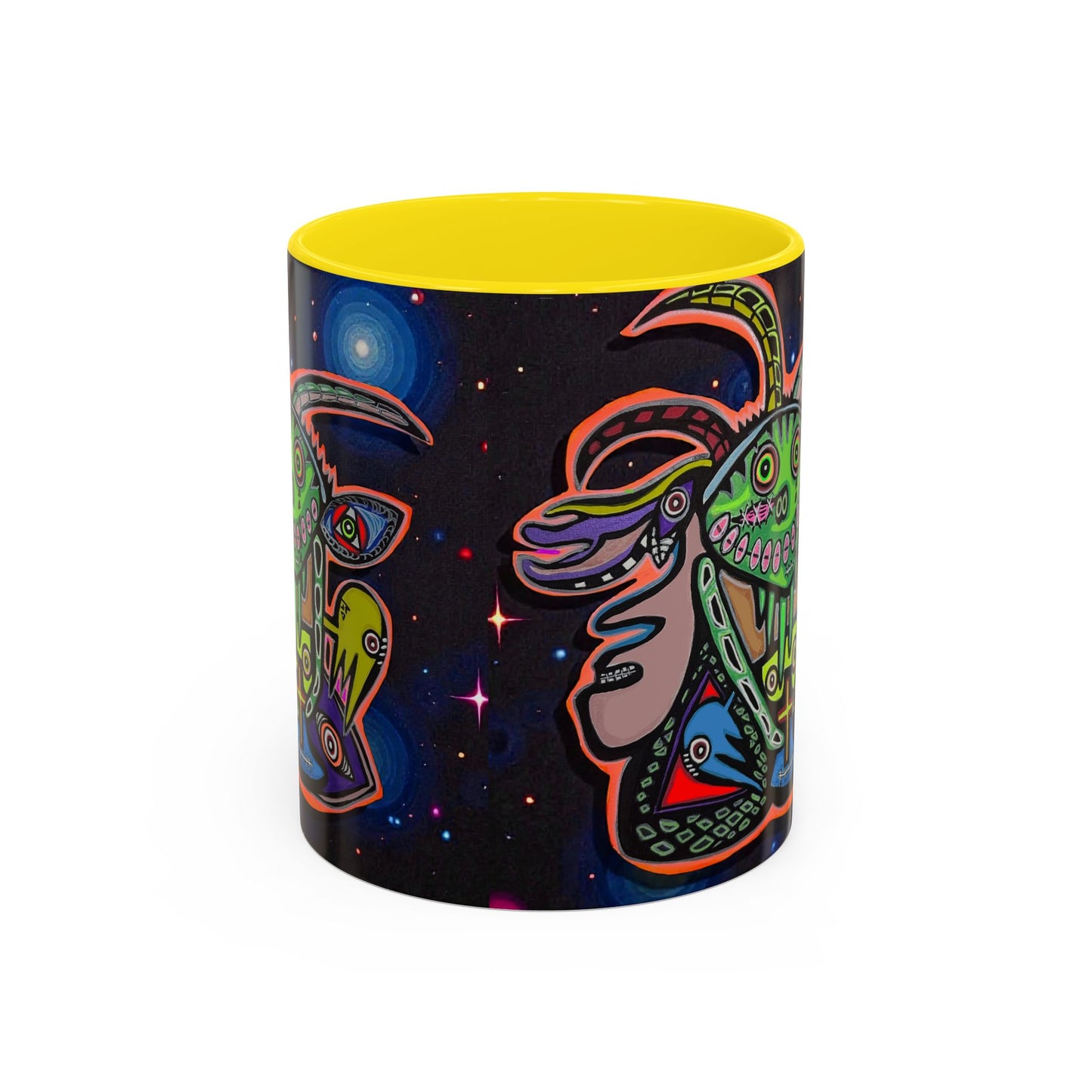 Psychedelic RYDER2.0   Space Goat Accent Coffee Mug — Colorful Cosmic Animal Art (11/15oz)