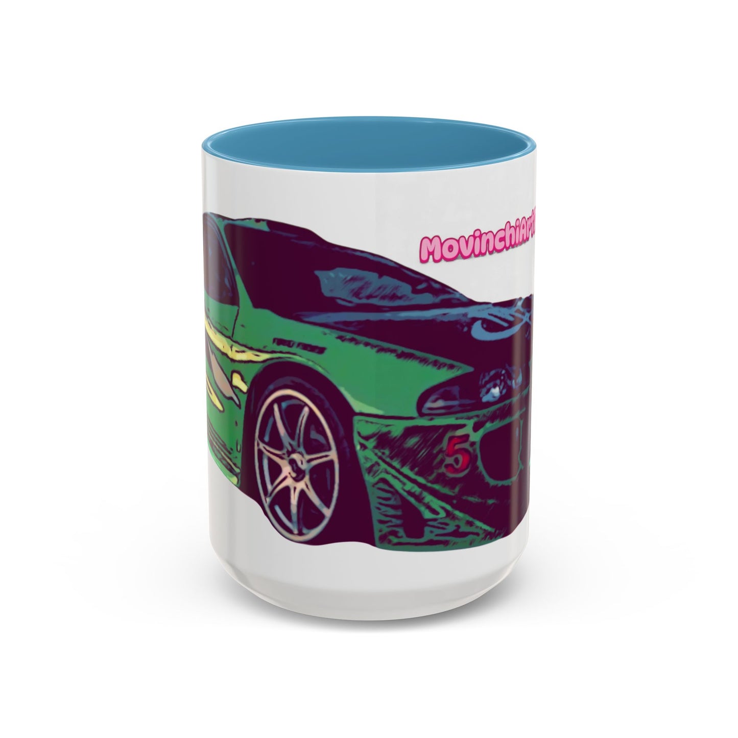 Coffee Mug —ECLIPSE  Neon Sports Car Design with "MovinchiArtDesigns" Logo