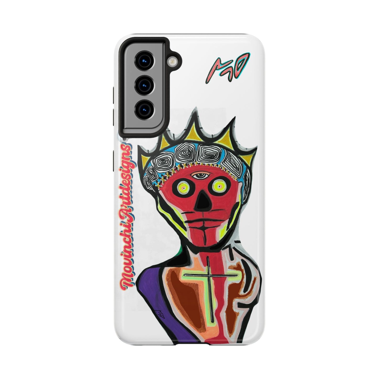 Artistic Crown KING GRAY  Skull Tough Phone Case — Colorful Abstract Guardian Design