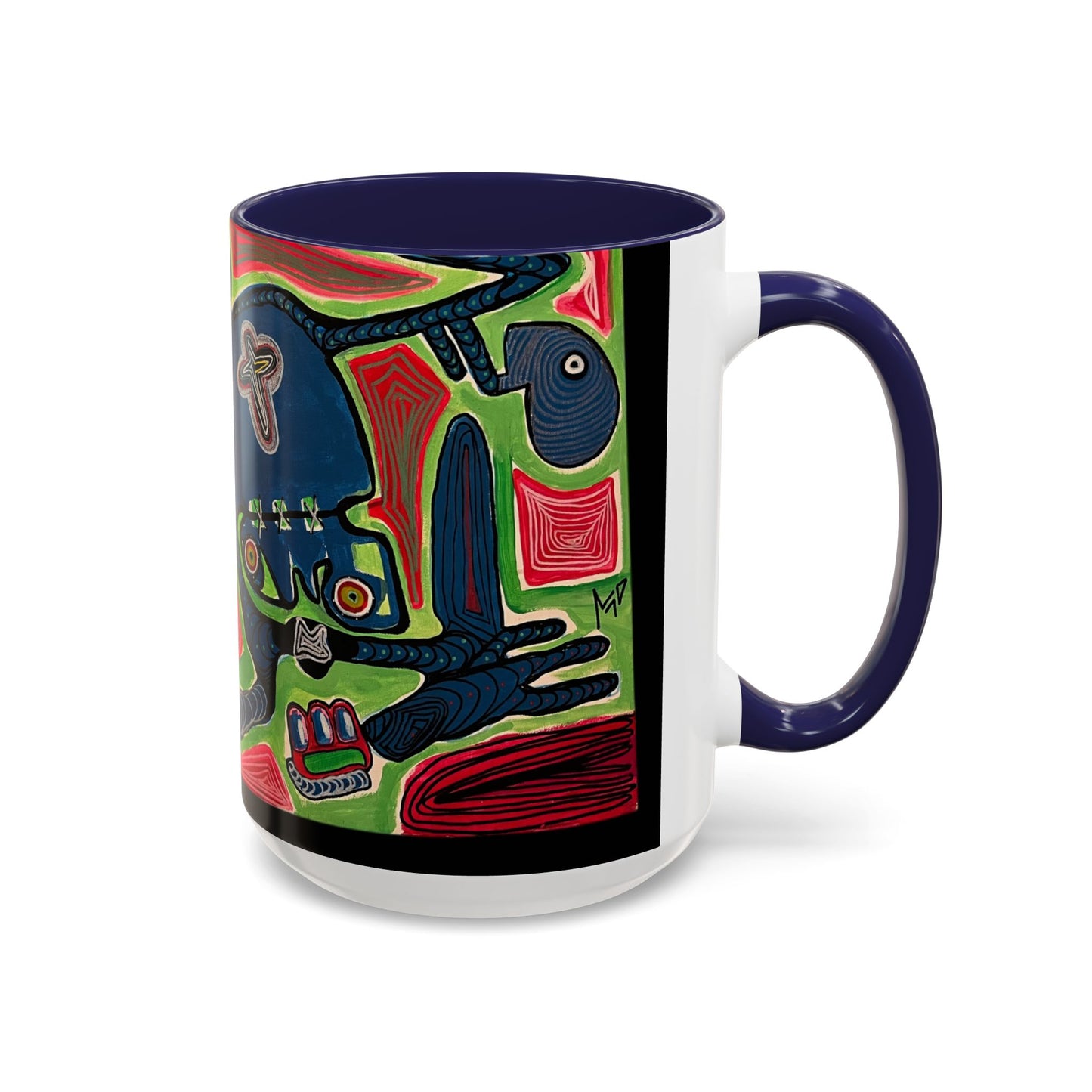 AFTER LIFE.  Abstract Tribal Art Coffee Mug — Colorful Surreal Accent Mug