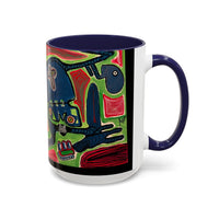 AFTER LIFE.  Abstract Tribal Art Coffee Mug — Colorful Surreal Accent Mug