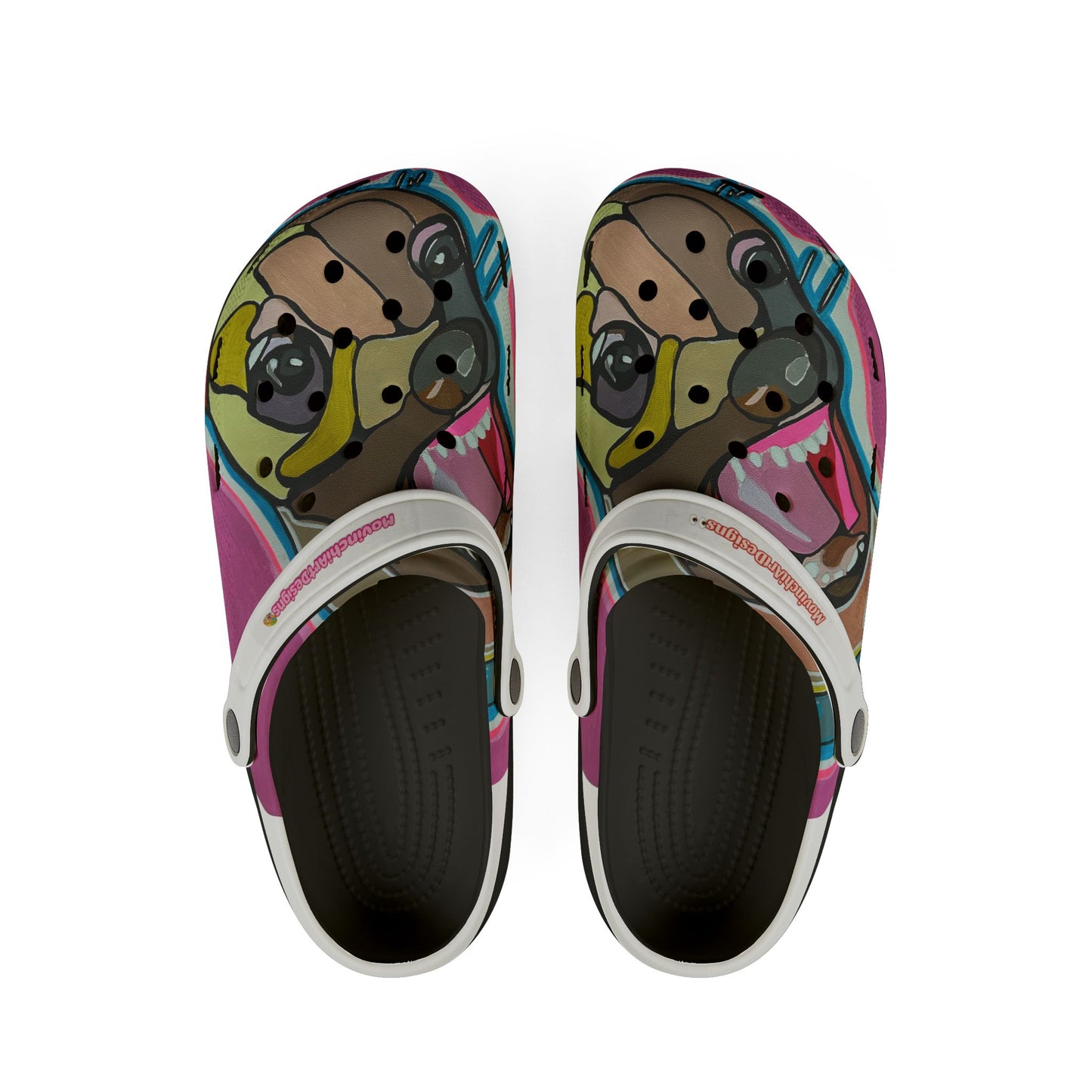 FLOW DOG  Pug Pop Art EVA Foam Clogs — Colorful Cartoon Dog Slip-On Shoes