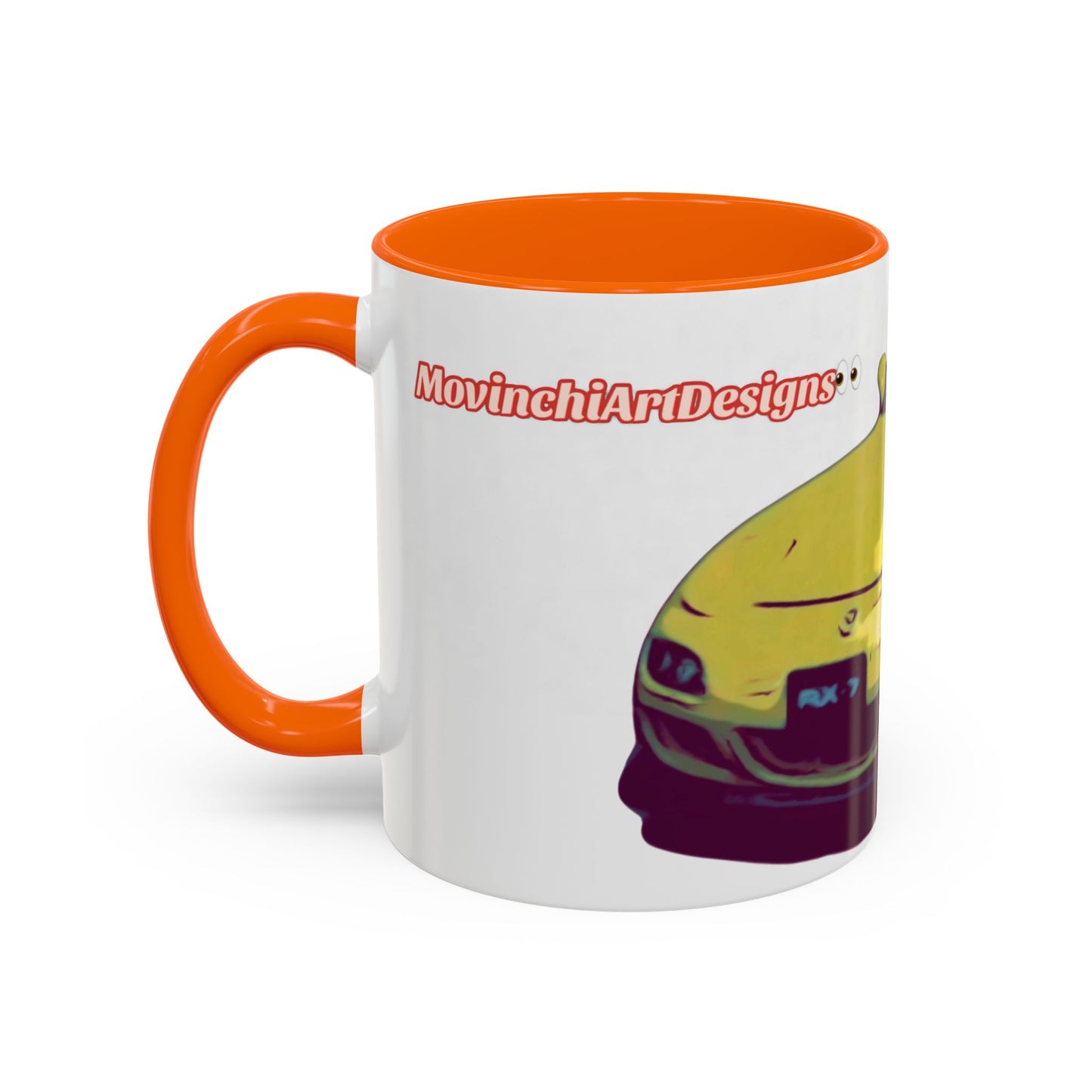 RX7  Coffee Mug — Yellow Sports Car Illustration Accent Mug