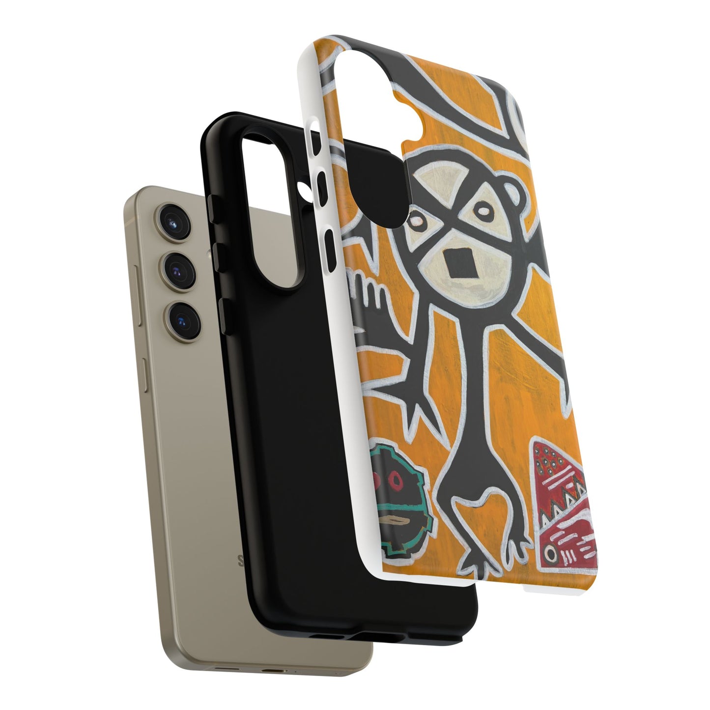 Abstract TAINO  Tribal Art Phone Case – Bold Orange Graphic Protective Cover