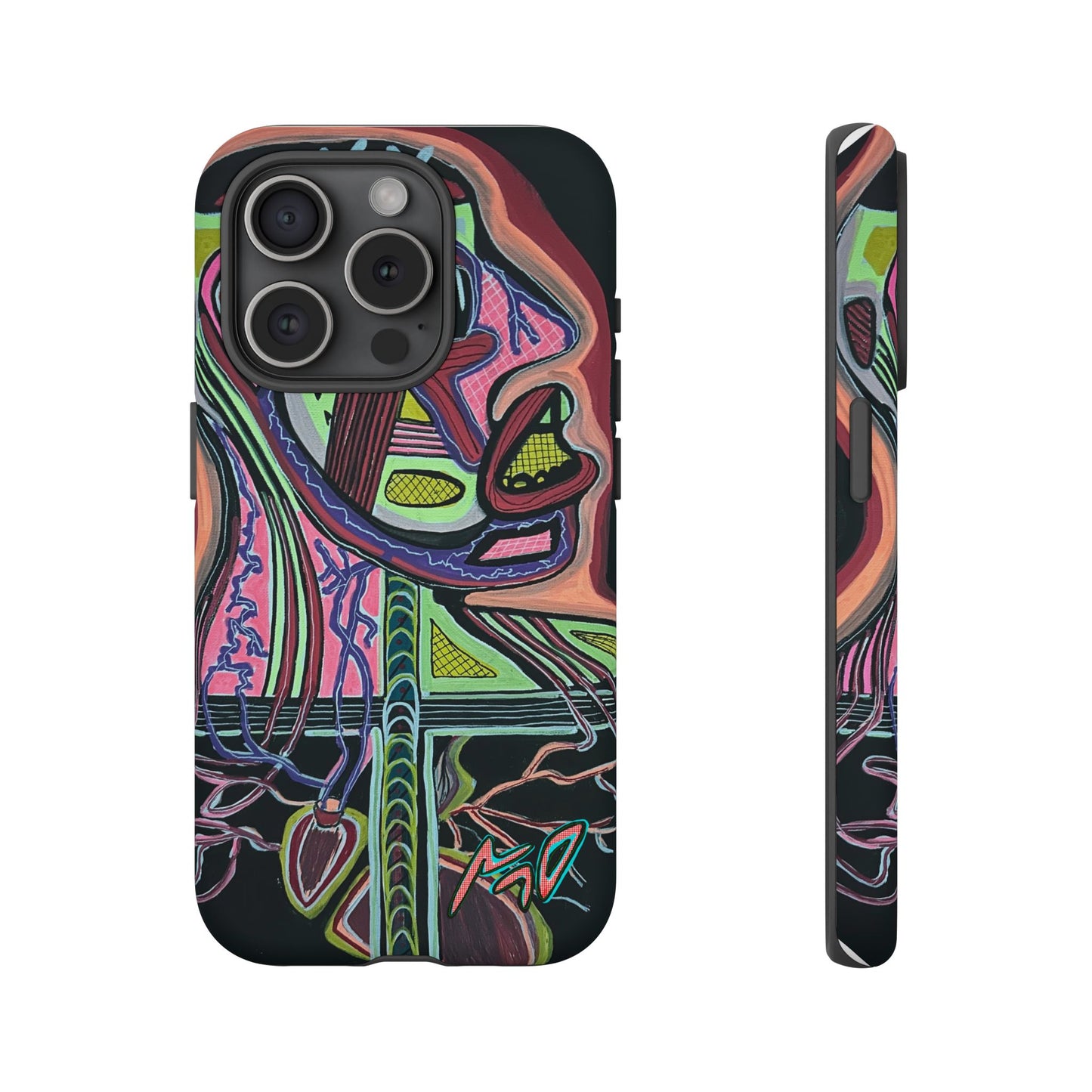 HEART ATTACK Abstract Neon Face Tough Phone Case – Vibrant Art Phone Cover