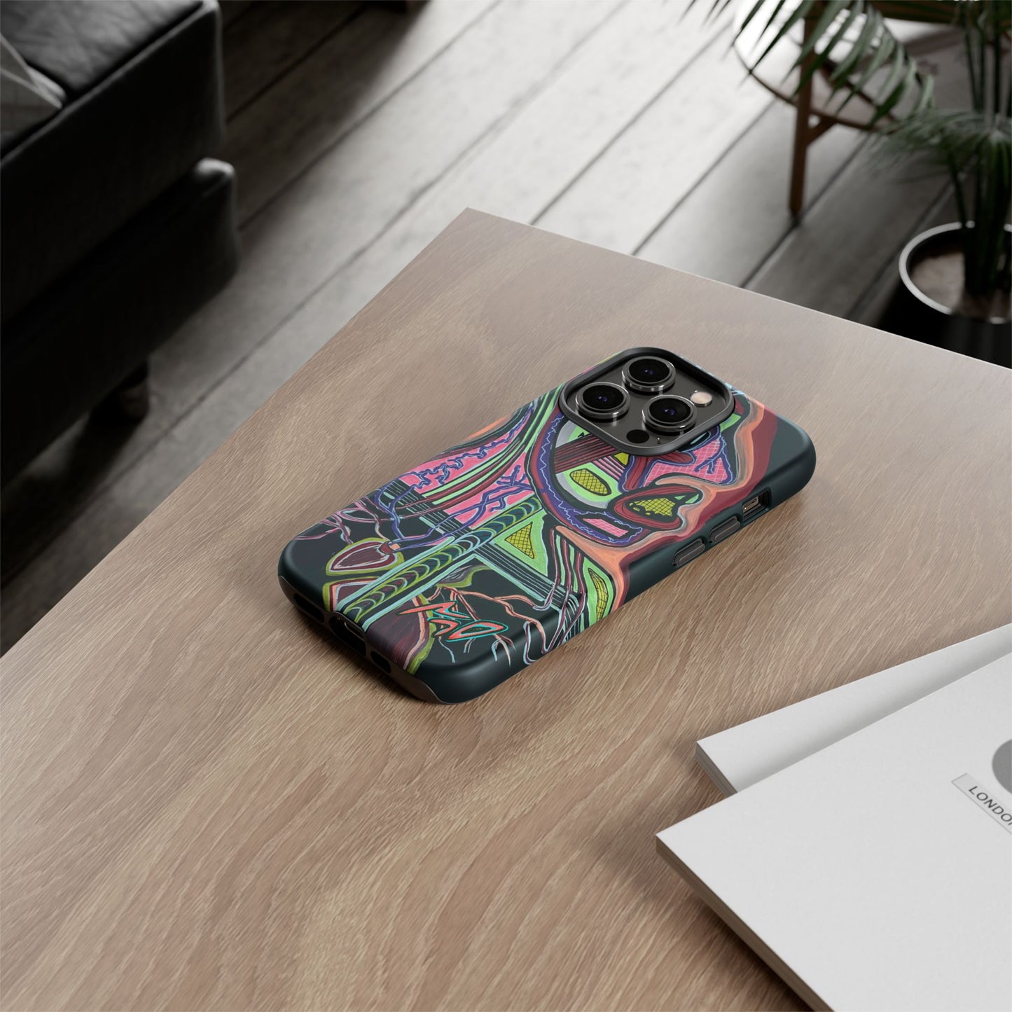 HEART ATTACK Abstract Neon Face Tough Phone Case – Vibrant Art Phone Cover