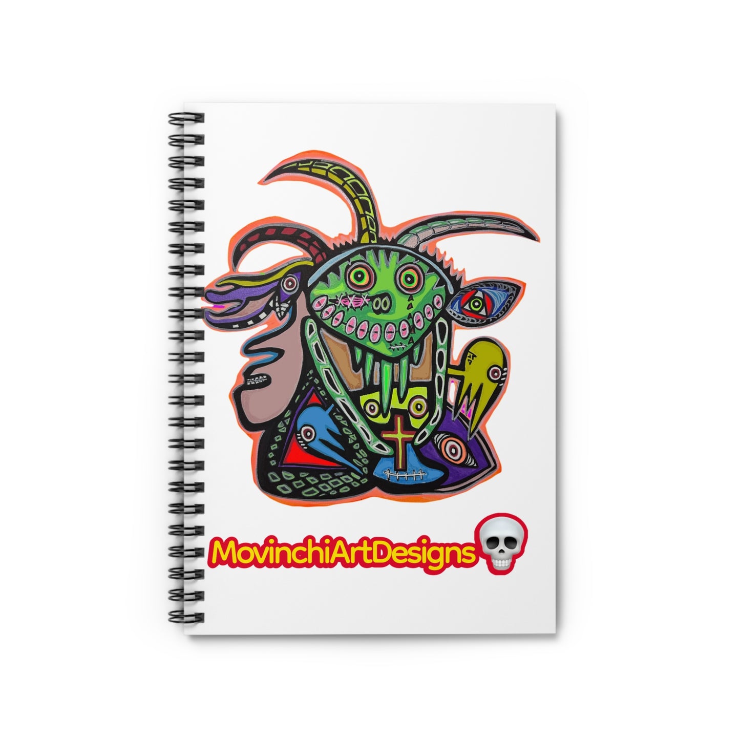 Colorful RYDER2.0  Tribal Monster Spiral Notebook — MovinchiArtDesigns Sketch Journal