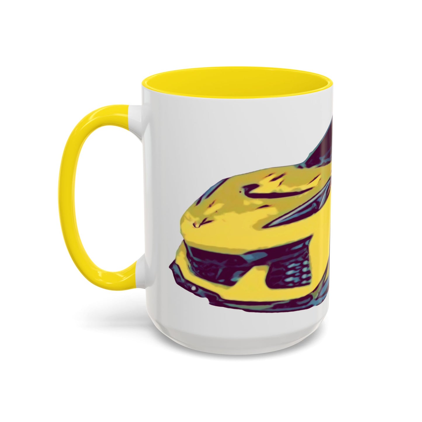 ZR1 Lover Coffee Mug — Yellow Sports Car & Boston Terrier Accent Mug (11/15 oz)