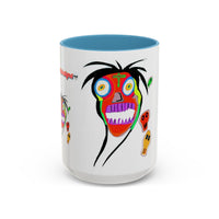 Skullface Accent Coffee Mug — Colorful Day of the Dead Pop Art (11/15oz)