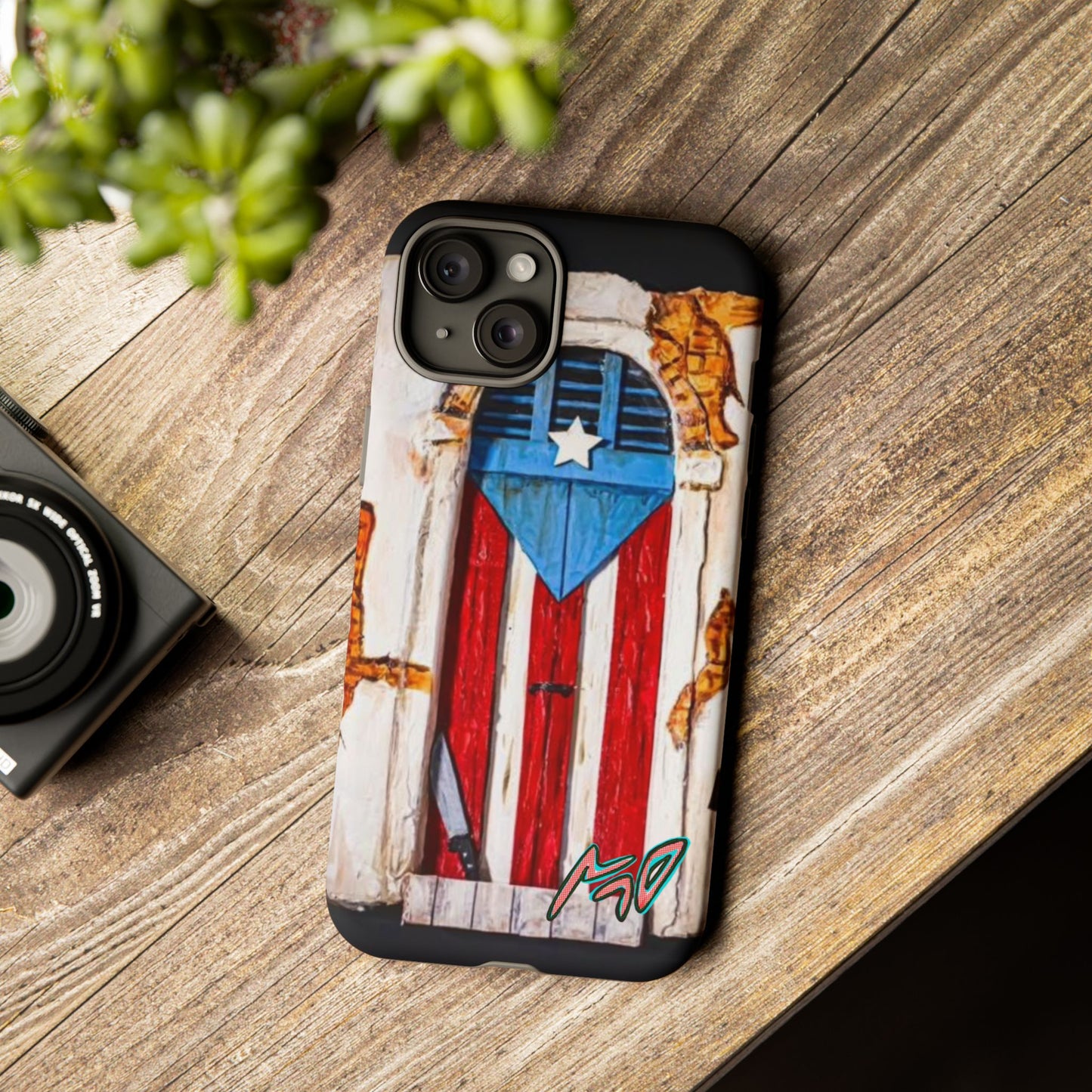 Puerto Rican Flag Phone Case - Rustic Coquí Door Design Tough Case