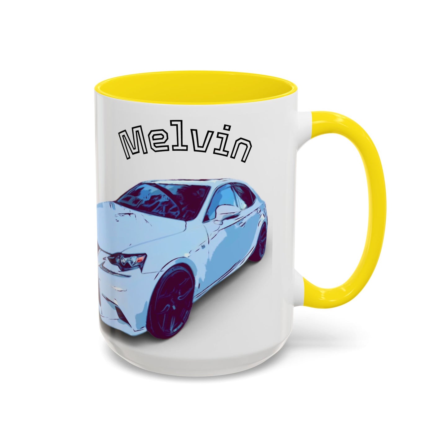 MELVIN.  Personalized Car Coffee Mug — 'Melvin' Sports Car Accent Mug (11/15oz)
