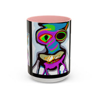 Abstract Alien Art Coffee Mug — Colorful Surreal Creature Accent Mug