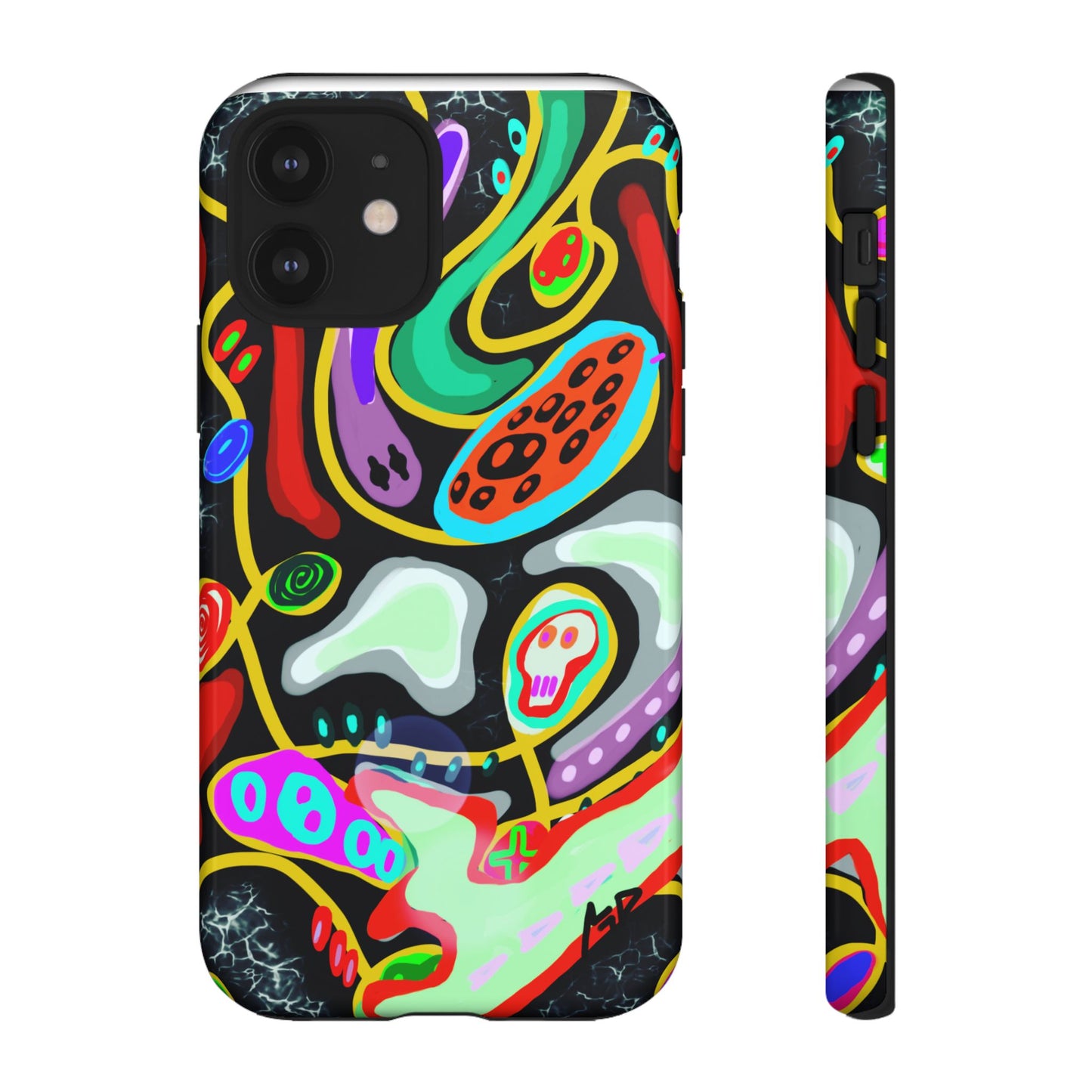 CRAZY4  Abstract Neon Skull Phone Case — Colorful Psychedelic Protective Cover