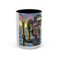 Surreal VINCENT Tribal Warrior Accent Coffee Mug — Colorful Skull Art 11/15oz