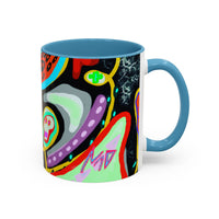 CRAZY2.0  Accent Mug — Colorful Neon Skull Abstract Coffee Cup