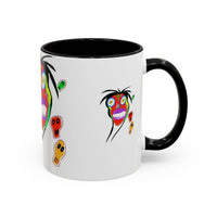 Colorful Tribal Mask Coffee Mug — Vibrant Skull Art Accent Mug (11/15oz)