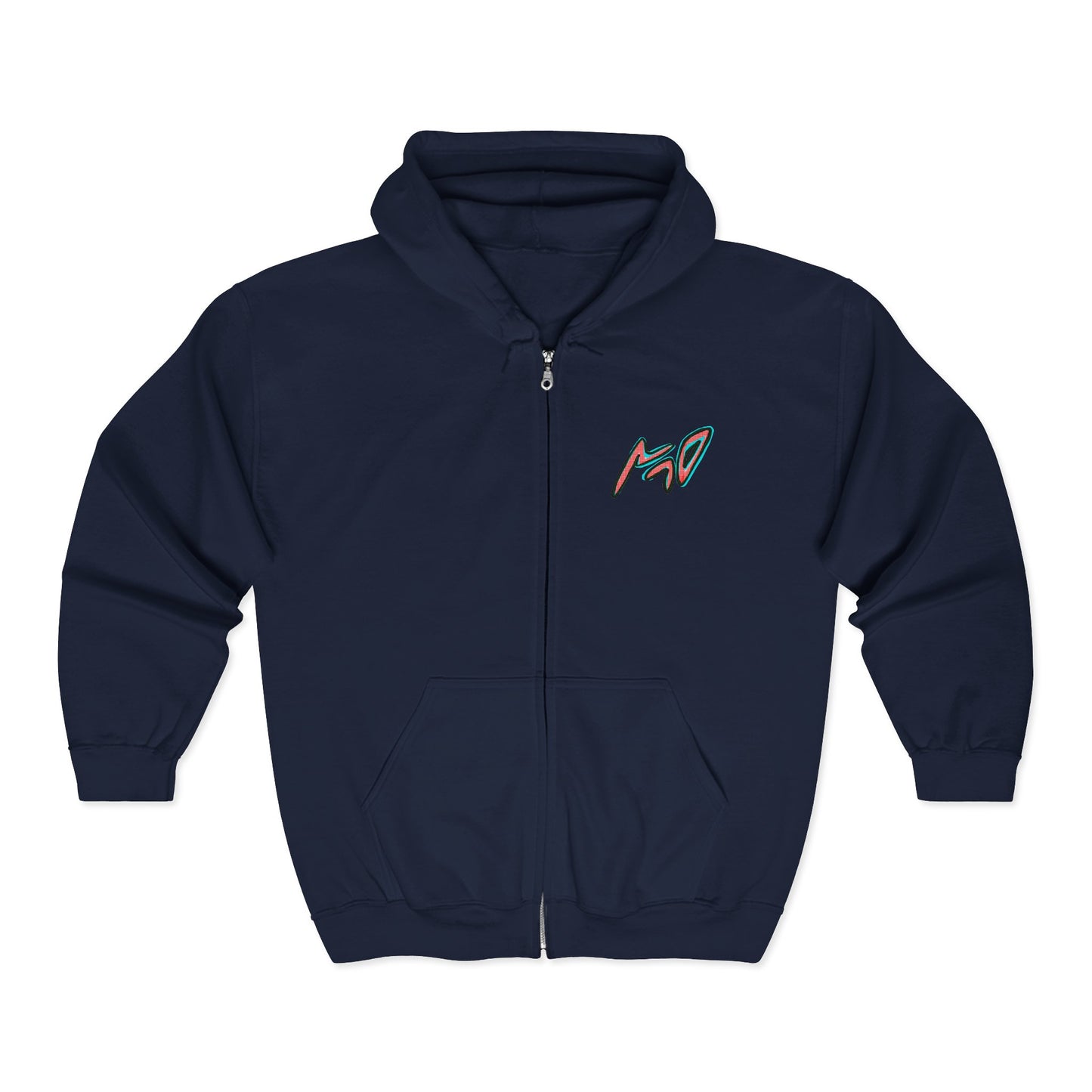 VINCENT.  Skull Graphic Zip Hoodie — Neon Retro Art Back Patch